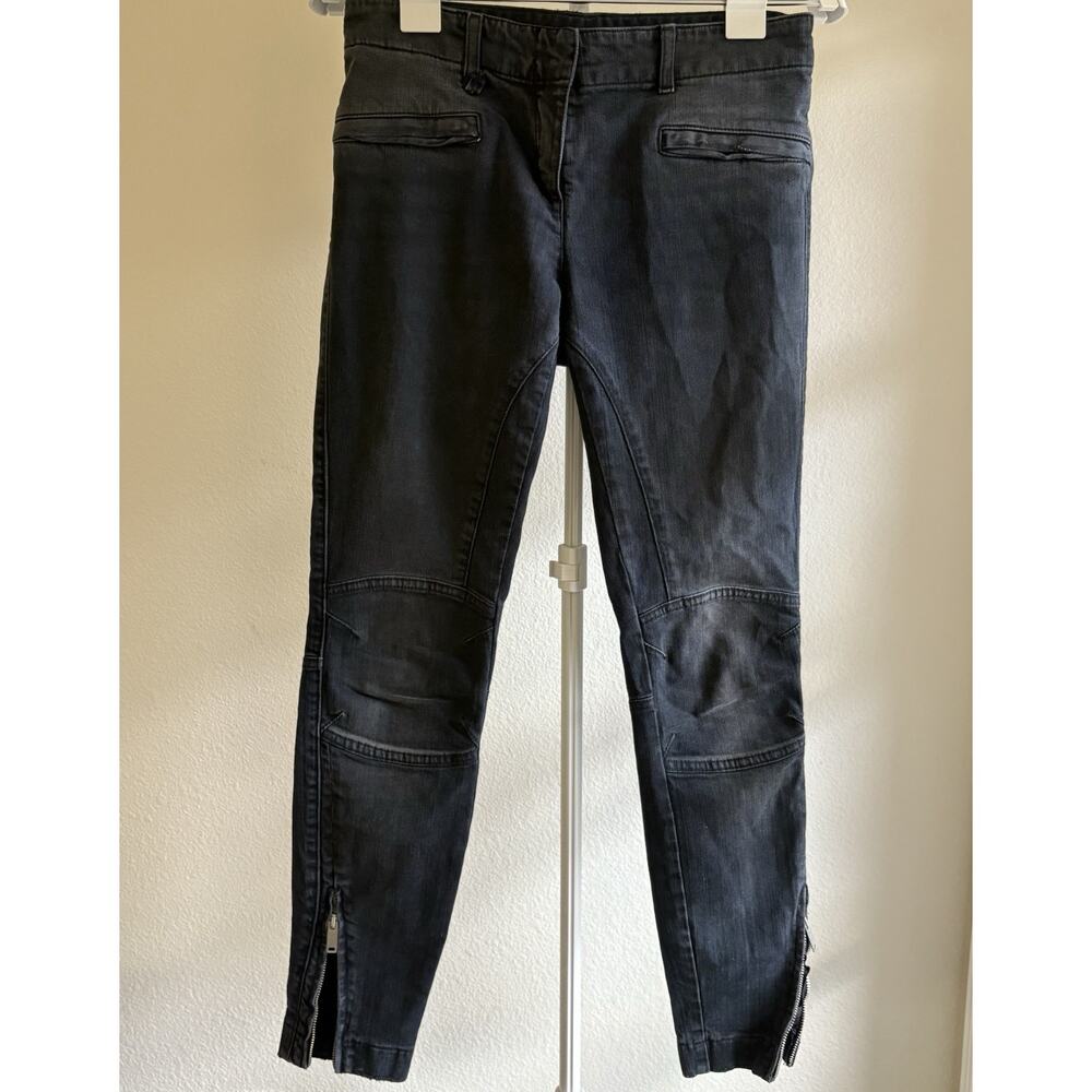 R13 Moto Skinny Jeans Women's Size 28 Black Denim Distressed Vintage Style Italy